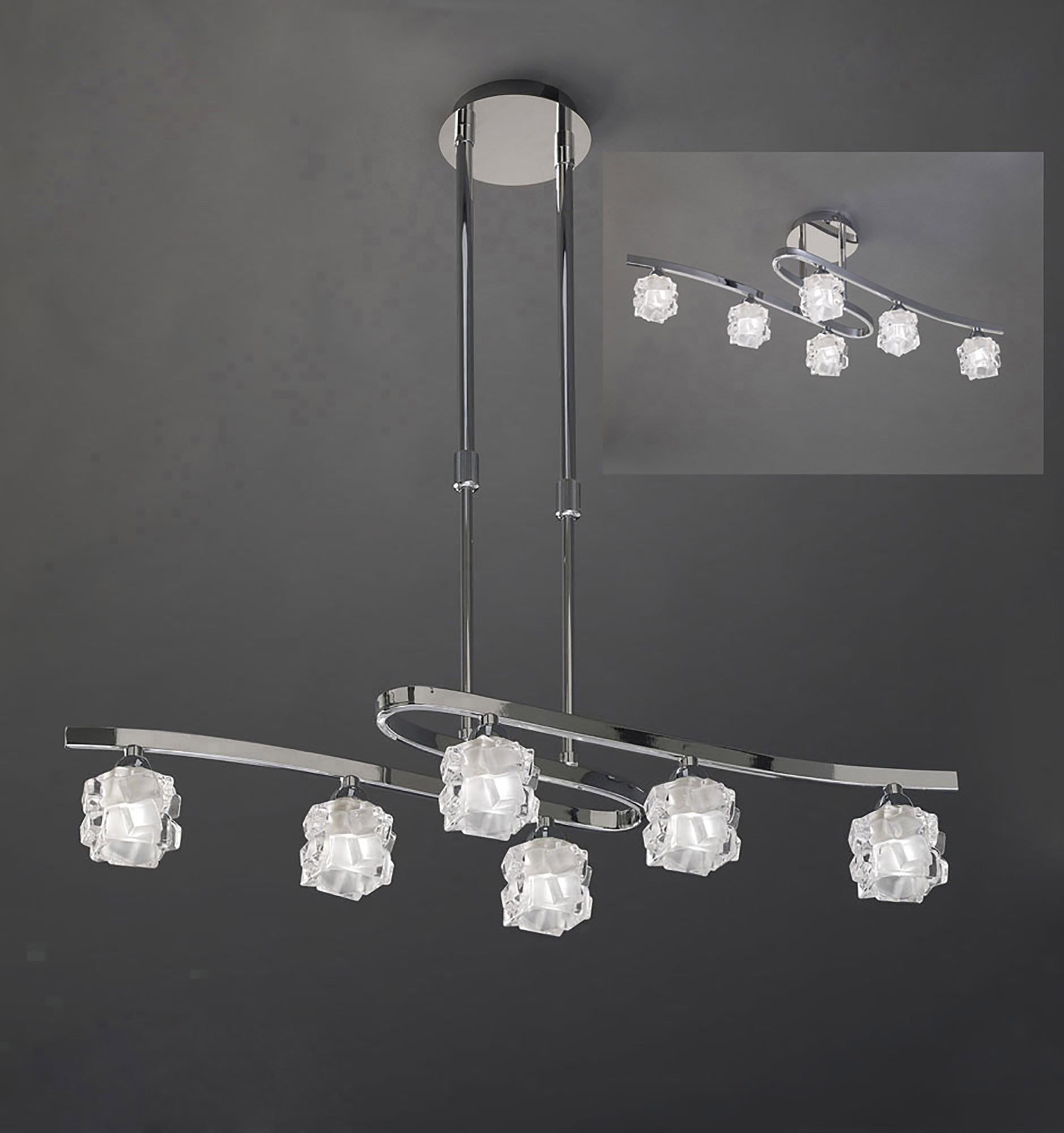 Ice Polished Chrome Ceiling Lights Mantra Linear Fittings